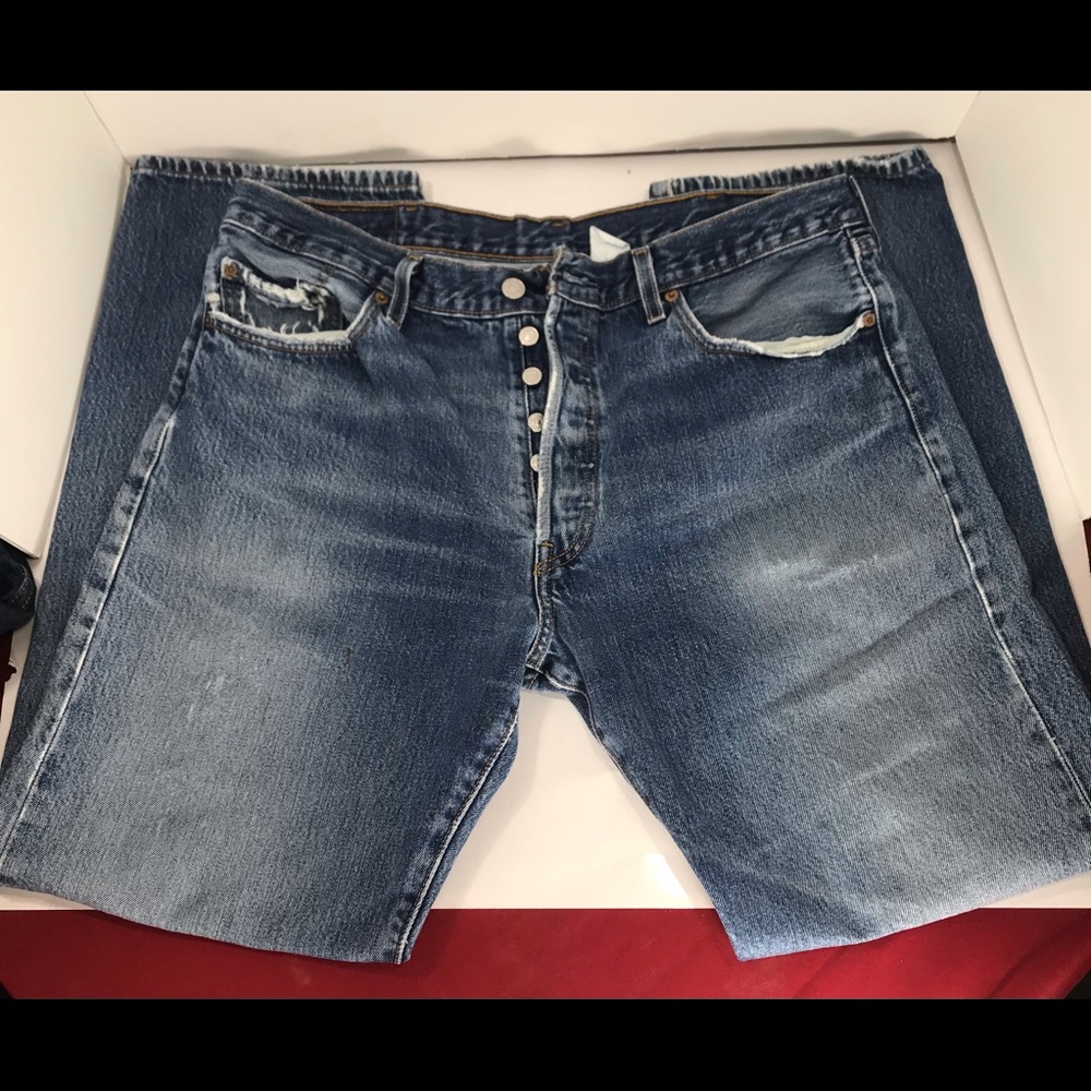 VTG Levis XX 501 Men's Straight Leg Blue Denim Jeans Button Fly Size 38x32(A)